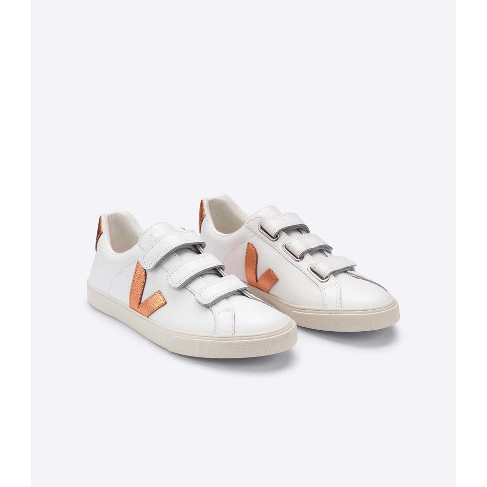 Veja 3-LOCK LEATHER Sneakers Dames White/Orange | BE 604UZG